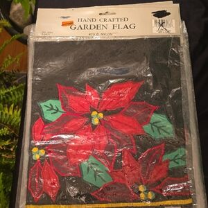 Hand Crafted Garden Flag with Red Poinsettias
